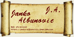 Janko Albunović vizit kartica